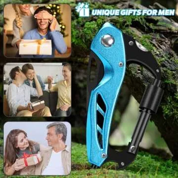 Multitool Carabiner with Pocket Knife, Survival Gear for Camping Hiking，EDC Carabiners Keychain with Folding Knives, Bottle Opener, Window Breaker and Screwdriver, Stocking Stuffers Gifts for Men…
