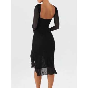 BORIFLORS Women's Elegant Bodycon Midi Dress for Parties