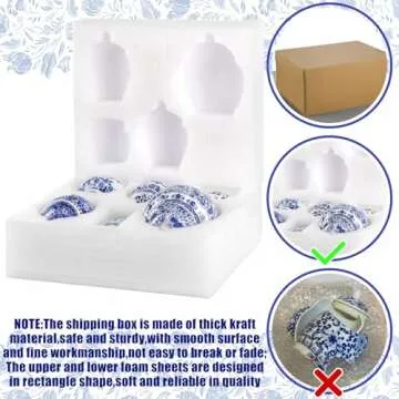 Hushee Small Blue and White Vase Porcelain Vases Blue Chinoiserie Decor Porcelain Ginger Jars for Home Decor Chinoiserie Decor for Bedroom Table Accent Shelf Tabletop(Novelty,6 Pcs)