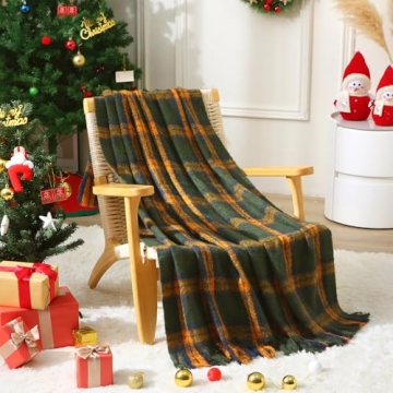 ZonLi Green Plaid Throw Blanket - Cozy Decorative Charm
