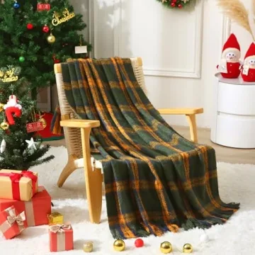 ZonLi Green Plaid Throw Blanket - Cozy Decorative Charm