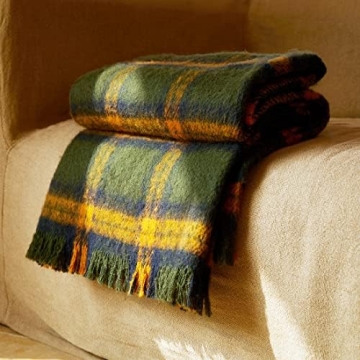 ZonLi Green Plaid Throw Blanket - Cozy Decorative Charm