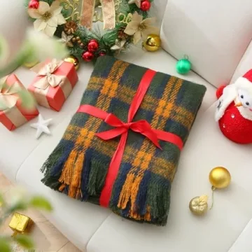 ZonLi Green Plaid Throw Blanket - Cozy Decorative Charm
