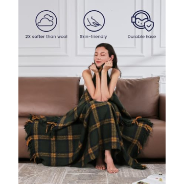 ZonLi Green Plaid Throw Blanket - Cozy Decorative Charm