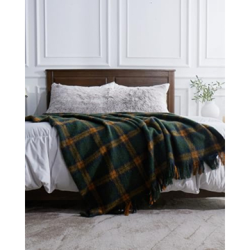 ZonLi Green Plaid Throw Blanket - Cozy Decorative Charm