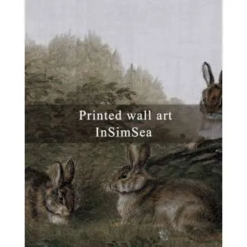InSimSea Vintage Wall Art - Framed Canvas with Rabbits