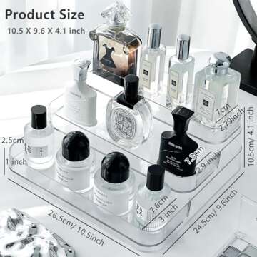 Rusnugic Perfume Organizer - 2 Pack Three-Tiered Shelf - Perfume Lotion Skincare Stand, Spice Vitamins Medicine Bottles Holder,Sturdy Clear Rack for Kitchen Bathroom Countertop Cabinet Storage