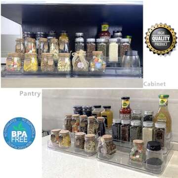 Rusnugic Perfume Organizer - 2 Pack Three-Tiered Shelf - Perfume Lotion Skincare Stand, Spice Vitamins Medicine Bottles Holder,Sturdy Clear Rack for Kitchen Bathroom Countertop Cabinet Storage