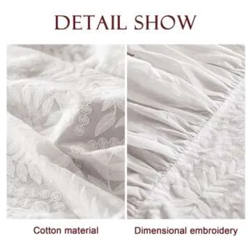 patdrea Vintage Ruffle Tablecloth for Rectangle Tables,Farmhouse Embroidered Cotton White Lace Table Cloth Cover Decor for Dining Room Wedding Banquet Thanksgiving Christmas,67"*106"