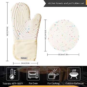 Dorkuova Silicone Mitts Oven,Silicone Oven Mitts Pair,Oven Gloves, BPA-Free, Long Cooking Mitts,Oven...