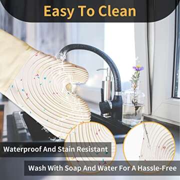 Dorkuova Silicone Mitts Oven,Silicone Oven Mitts Pair,Oven Gloves, BPA-Free, Long Cooking Mitts,Oven mits/Glove Set for BBQ, 4 Pieces (Milky White)