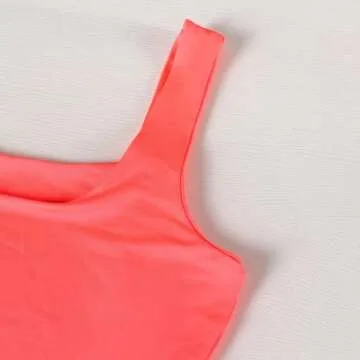 GEMBERA Women's Neon Square Neck Crop Tank Top