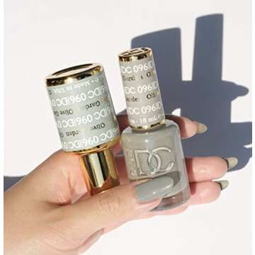 DND DC Gel Polish Set, Green Collection, UV/LED Gel Polish and Air Dry Nail Lacquer, Matching Chip-F...