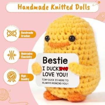 MBL Bestie Best Friend Women Birthday - I Duck Love You, Funny Handmade Positive Emotional Knitted Duck for Female Women BFF Friendship Birthday Christmas White Elephant Valentine's Day Gifts