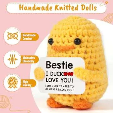 MBL Bestie Best Friend Women Birthday - I Duck Love You, Funny Handmade Positive Emotional Knitted Duck for Female Women BFF Friendship Birthday Christmas White Elephant Valentine's Day Gifts