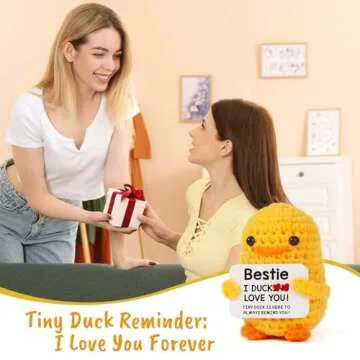 MBL Bestie Best Friend Women Birthday - I Duck Love You, Funny Handmade Positive Emotional Knitted Duck for Female Women BFF Friendship Birthday Christmas White Elephant Valentine's Day Gifts