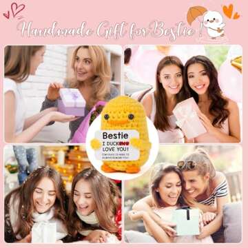 MBL Bestie Best Friend Women Birthday - I Duck Love You, Funny Handmade Positive Emotional Knitted Duck for Female Women BFF Friendship Birthday Christmas White Elephant Valentine's Day Gifts