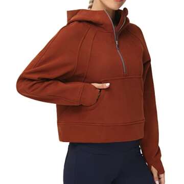 THE GYM PEOPLE Women’s Hoodies Half Zip Long Sleeve Fleece Crop Pullover Sweatshirts with Pockets ...