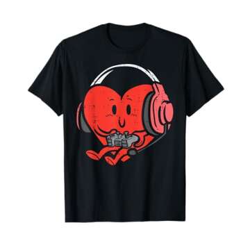 Valentines Day Heart Gamer Gaming Men Boys Kids Youth Teen T-Shirt