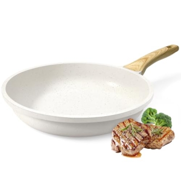 GiPP Nonstick Frying Pan Skillet - Eco-Friendly 9.5" White Granite Cookware