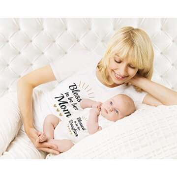 Tstars Blessed To Be Her Mom Mother and Daughter Matching Outfits Gifts for New Moms Mothers Day Mom...