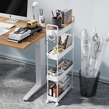 SOLEJAZZ Slim Storage Cart - 4 Tier Mobile Organizer