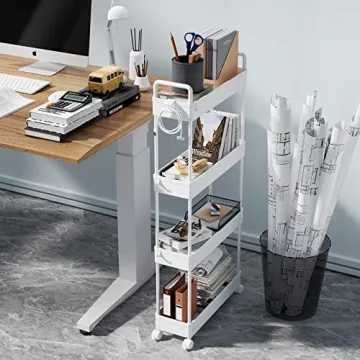 SOLEJAZZ Slim Storage Cart - 4 Tier Mobile Organizer