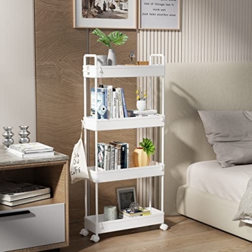 SOLEJAZZ Slim Storage Cart - 4 Tier Mobile Organizer