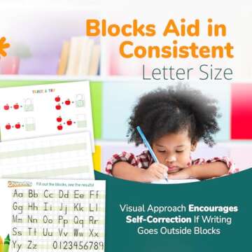 Channie's PreK Kindergarten Handwriting Visual Alphabets & Numbers Learning & Tracing Workbooks, 3 Pack - Alphabet & Numbers Preschool Workbook for Homeschool and After School