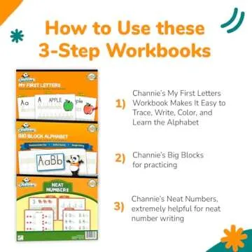 Channie's PreK Kindergarten Handwriting Visual Alphabets & Numbers Learning & Tracing Workbooks, 3 Pack - Alphabet & Numbers Preschool Workbook for Homeschool and After School