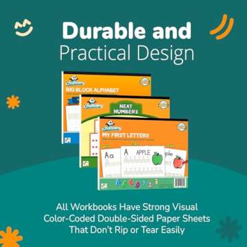 Channie's PreK Kindergarten Handwriting Visual Alphabets & Numbers Learning & Tracing Workbooks, 3 Pack - Alphabet & Numbers Preschool Workbook for Homeschool and After School