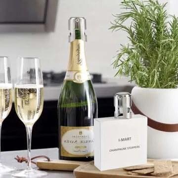 I-MART Pack of 6 Stainless Steel Champagne Stoppers, Prosecco, Sparkling Wine Bottle Stopper, Cork