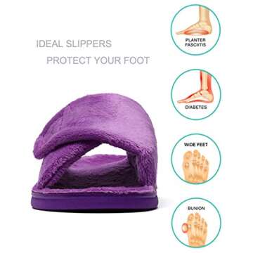 SOLLBEAM Women's Plantar Fasciitis Fuzzy House Orthopedic Adjustable Slippers With Arch Support Orth...