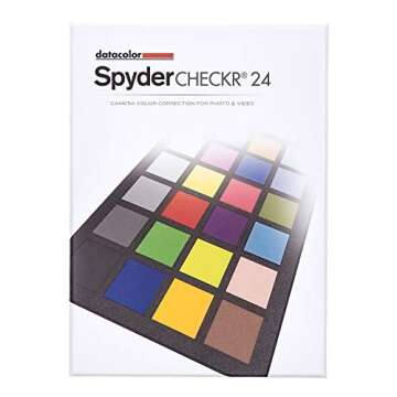 Datacolor SpyderCHECKR 24 - Color calibrate your camera for consistent image color across multiple camera systems/lighting conditions. Target color chart has 24 target colors + grey card.