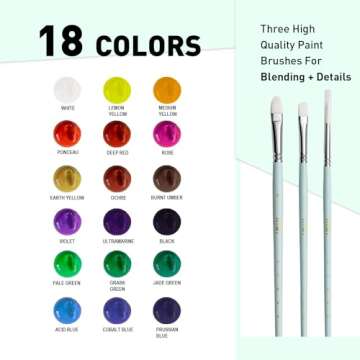 HIMI Gouache Paints Set, 18 Colors, 30g, jelly gouache paint set, Non Toxic Paint for Canvas and Pap...