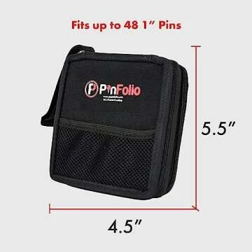PinFolio Mini Show Pin Display Bag, Lightweight & Compact Mini Sports Pin Book with Carry Strap for Easy Trading Up to 48 1-Inch Enamel Pins (Pink & Light Pink)