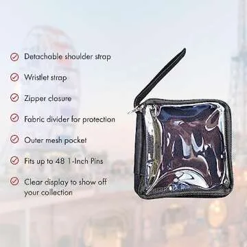 PinFolio Mini Show Pin Display Bag, Lightweight & Compact Mini Sports Pin Book with Carry Strap for Easy Trading Up to 48 1-Inch Enamel Pins (Pink & Light Pink)