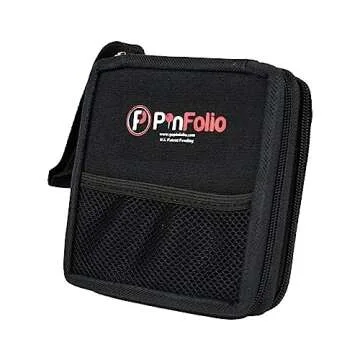 PinFolio Mini Show Pin Display Bag, Lightweight & Compact Mini Sports Pin Book with Carry Strap for Easy Trading Up to 48 1-Inch Enamel Pins (Pink & Light Pink)