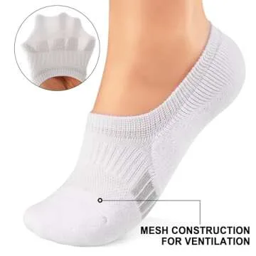 Gonii Womens No Show Socks Athletic Ankle Socks Cushioned Running Low Cut 5 Pairs White