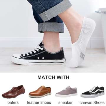Gonii Womens No Show Socks Athletic Ankle Socks Cushioned Running Low Cut 5 Pairs White