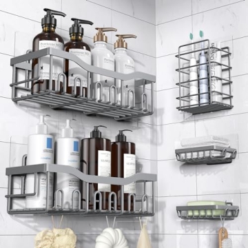 Shower Caddy 5 Pack,Adhesive Shower Organizer for Bathroom Storage&Home Decor&Kitchen,No Drilling,La...