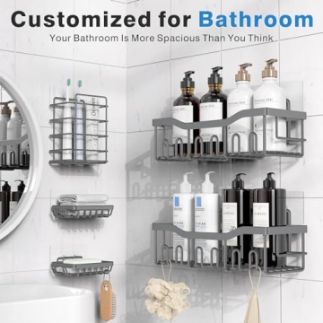 Shower Caddy 5 Pack Adhesive Organizer for Bathroom