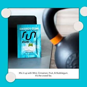 RUN GUM Variety PackEnergy Chewing Gum 50mg Caffeine Taurine & B-Vitamins Per Piece, 24 Pieces (Pack of 12) Sugar Free, Zero Calorie, No Aspartame, and Gluten Free