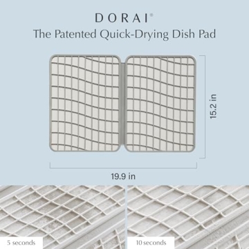 Dorai Home Large Dish Pad 40% More Drying Space | Eco-Friendly Stone Drying Mat for Kitchen Counter | Quick Drying & Highly Absorbent Dish Drying Mat | 24.6" x 16.5" (Sandstone)