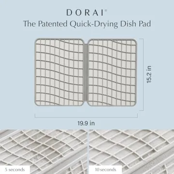 Dorai Home Large Dish Pad 40% More Drying Space | Eco-Friendly Stone Drying Mat for Kitchen Counter | Quick Drying & Highly Absorbent Dish Drying Mat | 24.6" x 16.5" (Sandstone)