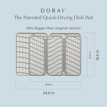 Dorai Home Large Dish Pad 40% More Drying Space | Eco-Friendly Stone Drying Mat for Kitchen Counter | Quick Drying & Highly Absorbent Dish Drying Mat | 24.6" x 16.5" (Sandstone)