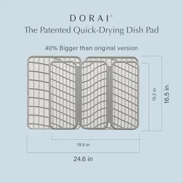 Dorai Home Large Dish Pad 40% More Drying Space | Eco-Friendly Stone Drying Mat for Kitchen Counter | Quick Drying & Highly Absorbent Dish Drying Mat | 24.6" x 16.5" (Sandstone)