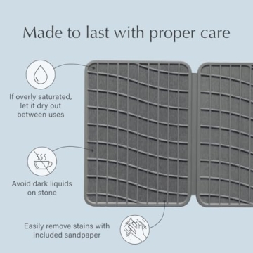 Dorai Home Large Dish Pad 40% More Drying Space | Eco-Friendly Stone Drying Mat for Kitchen Counter | Quick Drying & Highly Absorbent Dish Drying Mat | 24.6" x 16.5" (Sandstone)