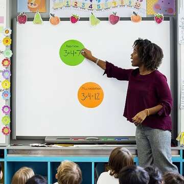 Juvale 24 Pack 11-inch Dry Erase Spots and Sticker Dots for Classroom Tables - Peel and Stick Circles for Teachers and School Essential Supplies (8 Colors)