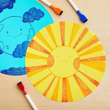 Juvale 24 Pack 11-inch Dry Erase Spots and Sticker Dots for Classroom Tables - Peel and Stick Circles for Teachers and School Essential Supplies (8 Colors)